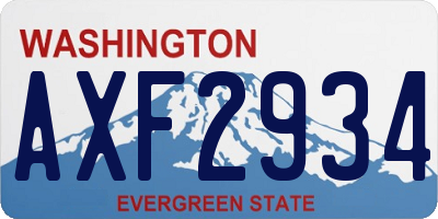 WA license plate AXF2934