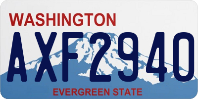 WA license plate AXF2940
