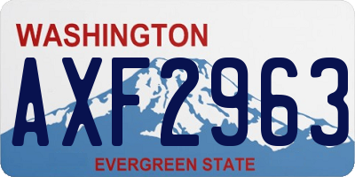WA license plate AXF2963