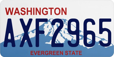 WA license plate AXF2965