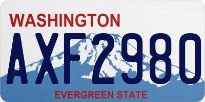 WA license plate AXF2980