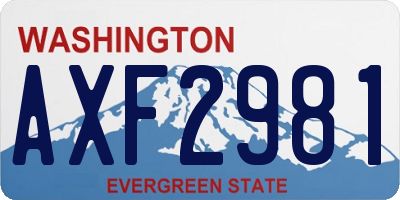 WA license plate AXF2981