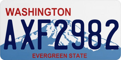 WA license plate AXF2982