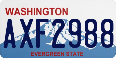 WA license plate AXF2988