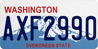 WA license plate AXF2990