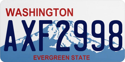 WA license plate AXF2998