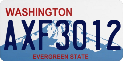 WA license plate AXF3012