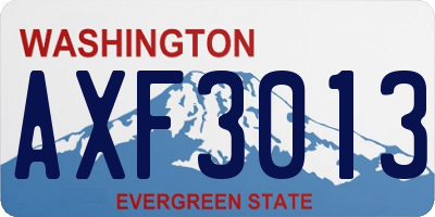 WA license plate AXF3013
