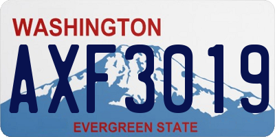 WA license plate AXF3019