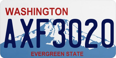 WA license plate AXF3020