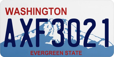 WA license plate AXF3021