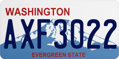WA license plate AXF3022