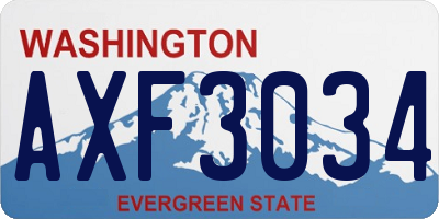 WA license plate AXF3034