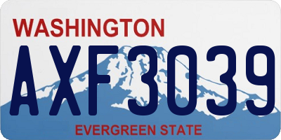 WA license plate AXF3039