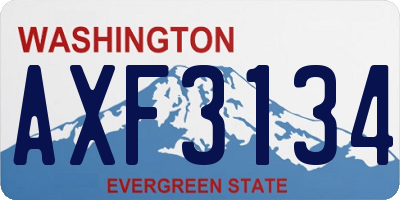 WA license plate AXF3134