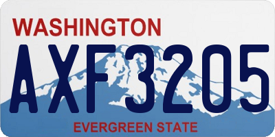 WA license plate AXF3205