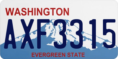 WA license plate AXF3315