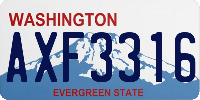 WA license plate AXF3316