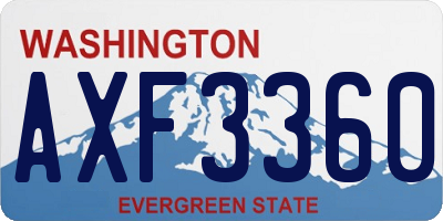 WA license plate AXF3360