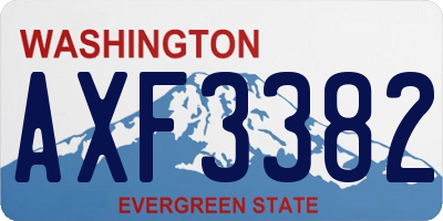 WA license plate AXF3382