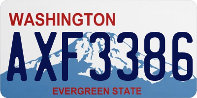 WA license plate AXF3386