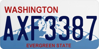 WA license plate AXF3387
