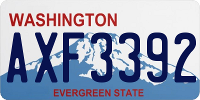 WA license plate AXF3392