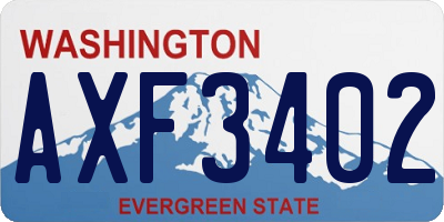 WA license plate AXF3402