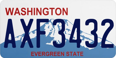 WA license plate AXF3432