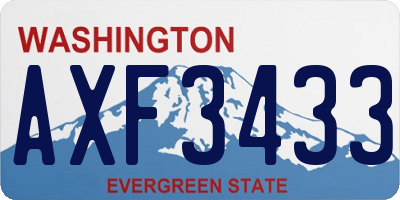 WA license plate AXF3433