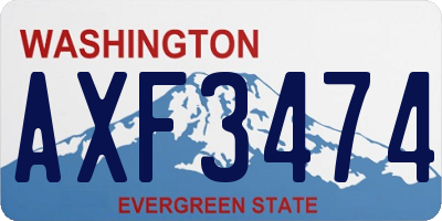 WA license plate AXF3474