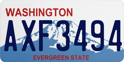 WA license plate AXF3494