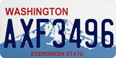 WA license plate AXF3496