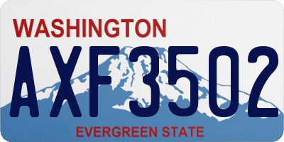 WA license plate AXF3502