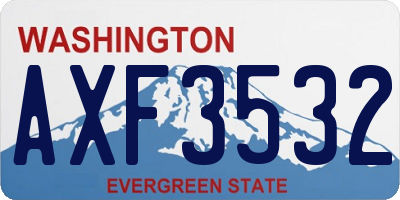 WA license plate AXF3532