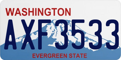 WA license plate AXF3533