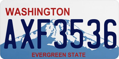 WA license plate AXF3536