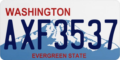 WA license plate AXF3537