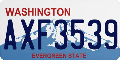 WA license plate AXF3539