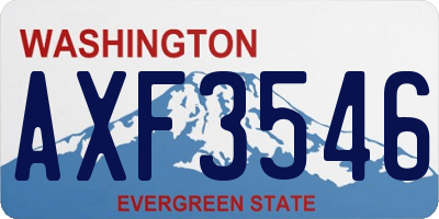 WA license plate AXF3546