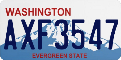 WA license plate AXF3547