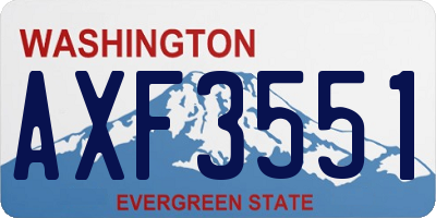 WA license plate AXF3551