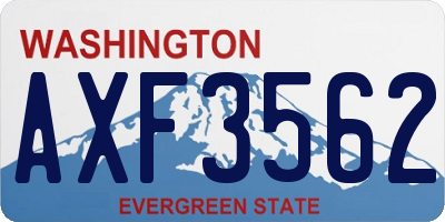 WA license plate AXF3562