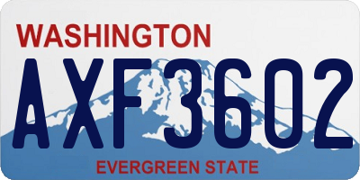 WA license plate AXF3602