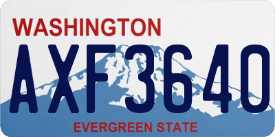 WA license plate AXF3640