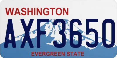 WA license plate AXF3650