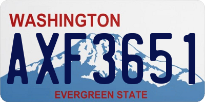 WA license plate AXF3651