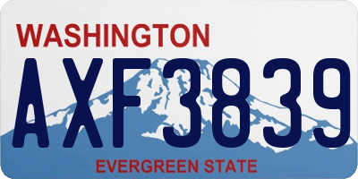 WA license plate AXF3839