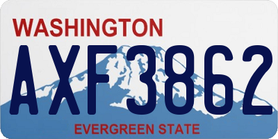WA license plate AXF3862