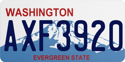 WA license plate AXF3920